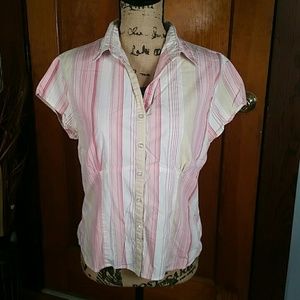 Copper Key Stretch Button Up Blouse